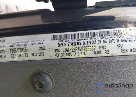 1998 Jeep Wrangler / Tj Se from USA, damaged, VIN 1J4FY29P4WP765317